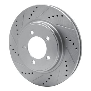 Ford Explorer Sport Trac Brake Rotor (1) - Front Left - R1 Concepts - Drilled & Slotted - Silver - `06-`10